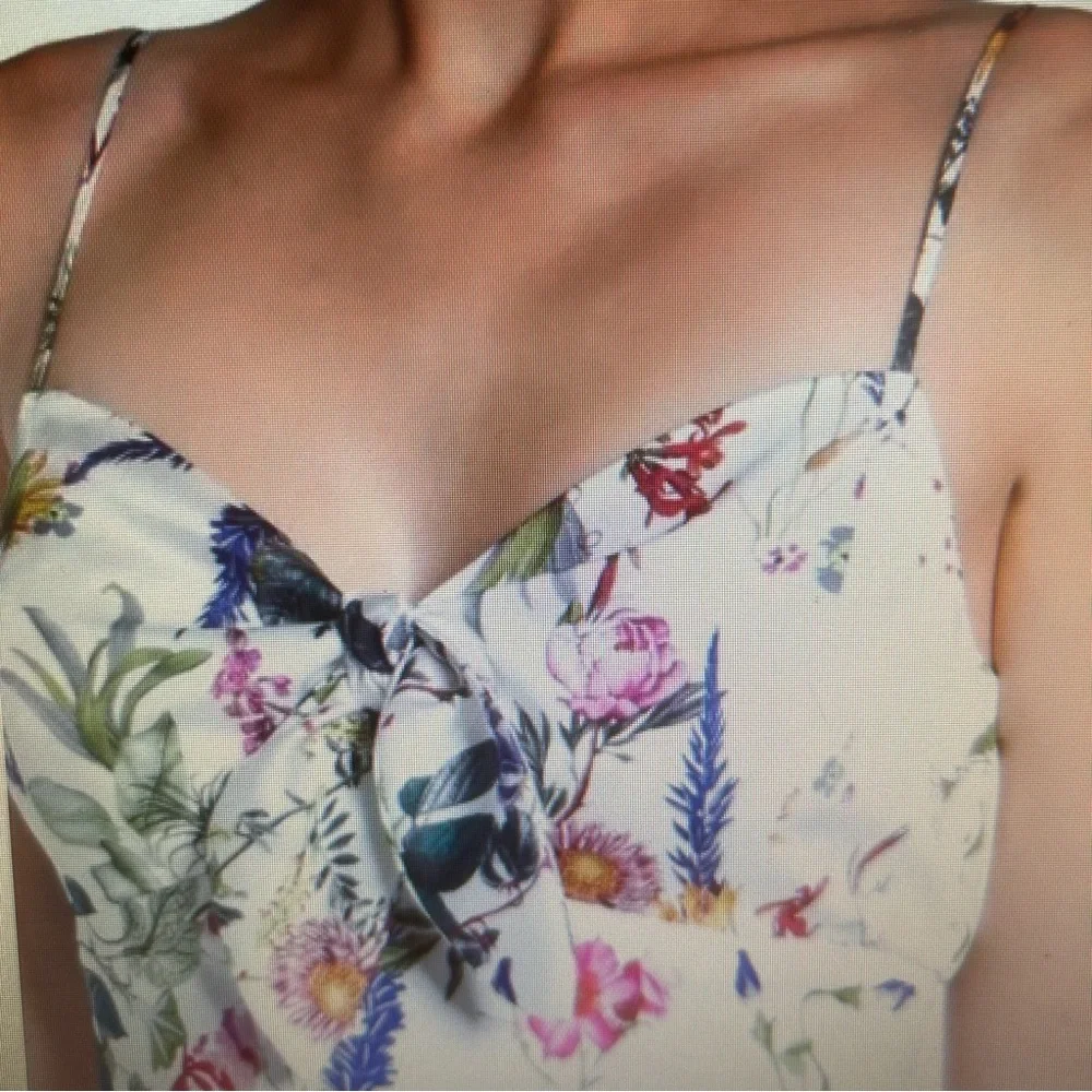 Bailey 44 Puff Pastry Smocked Satiny Floral midi Dress SIZE 4 coquette feminine - Picture 2 of 16